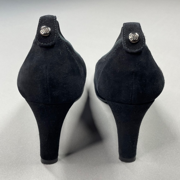 Stuart Weitzman Shoes Womens 7 black suede heels designer classic - Picture 5 of 13